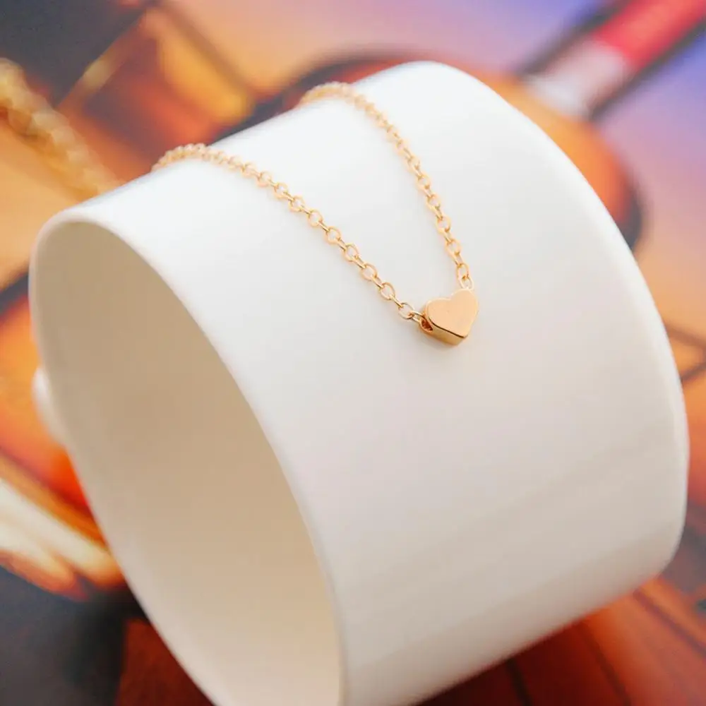 

Popular Gold Plated Alloy Chain Love Couple Pendant Necklace Heart Charm Long Necklace Jewelry For Women Valentine's Day, White