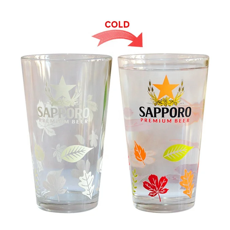 

Creative design hot sale can be customized double glass color changing beer cup, Clear