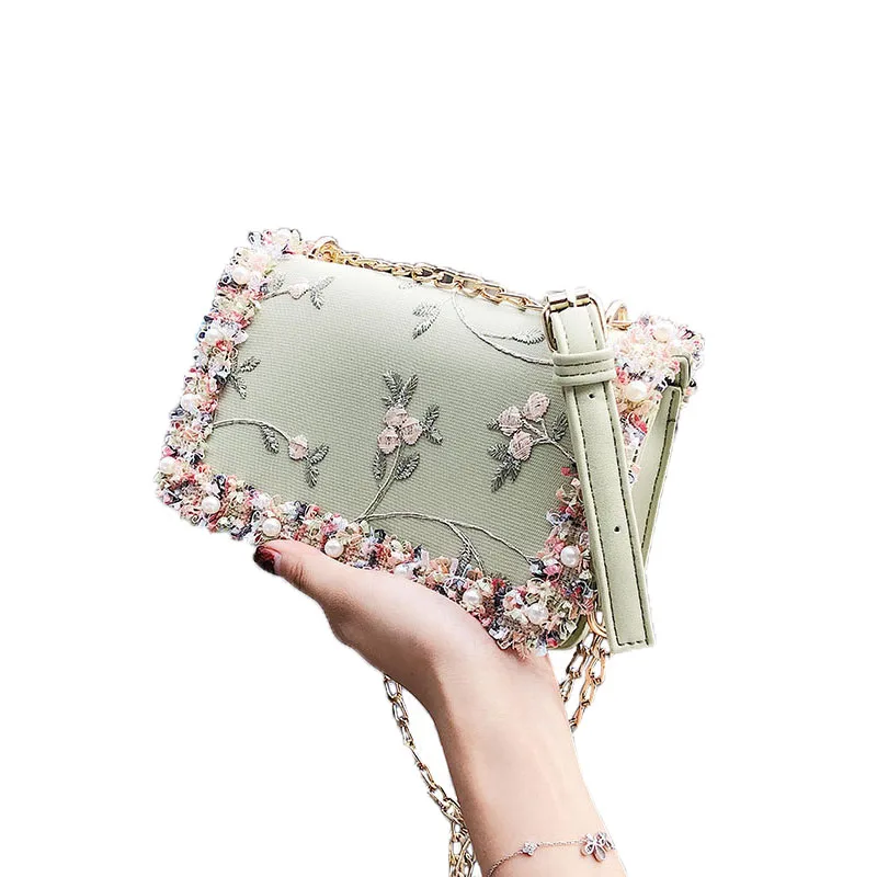 

2021 Women Hand Bags Wholesale Custom Logo Large Capacity Handbags Transparent PU Small Square Flower Women Hand Bags, Customizable