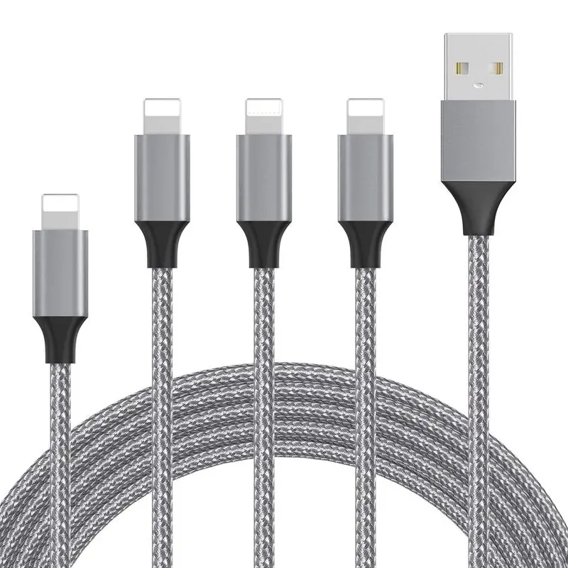 

USA free shipping CE Certified lightning USB cable 2.4 a 1.2 M Fast Charging Nylon Braided USB Data Cable For iphoneX Ipad, Black