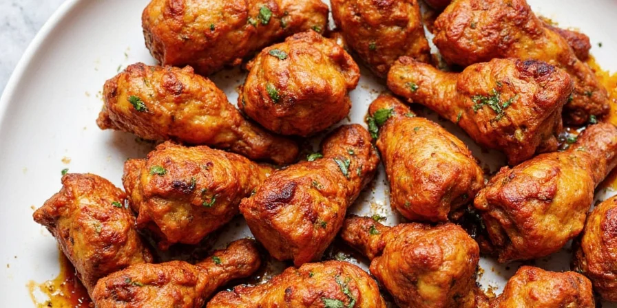 Chicken marinating in red tandoori sauce