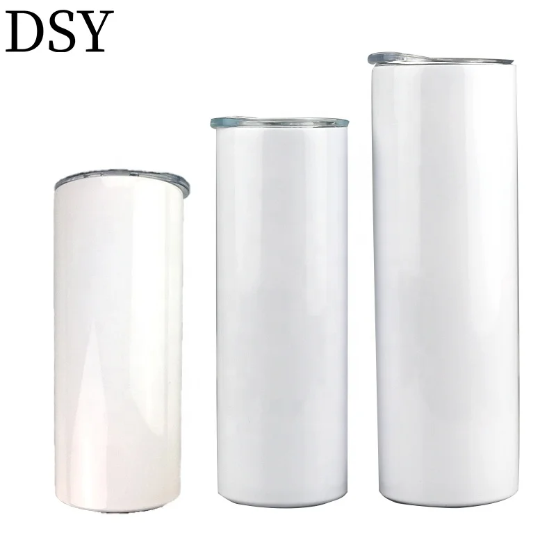 

RTS 20 oz Sublimation Blanks Tumbler With Lid Double Walled Insulated Stainless Steel Skinny Tumblers For DIY, White blank for heat press printing