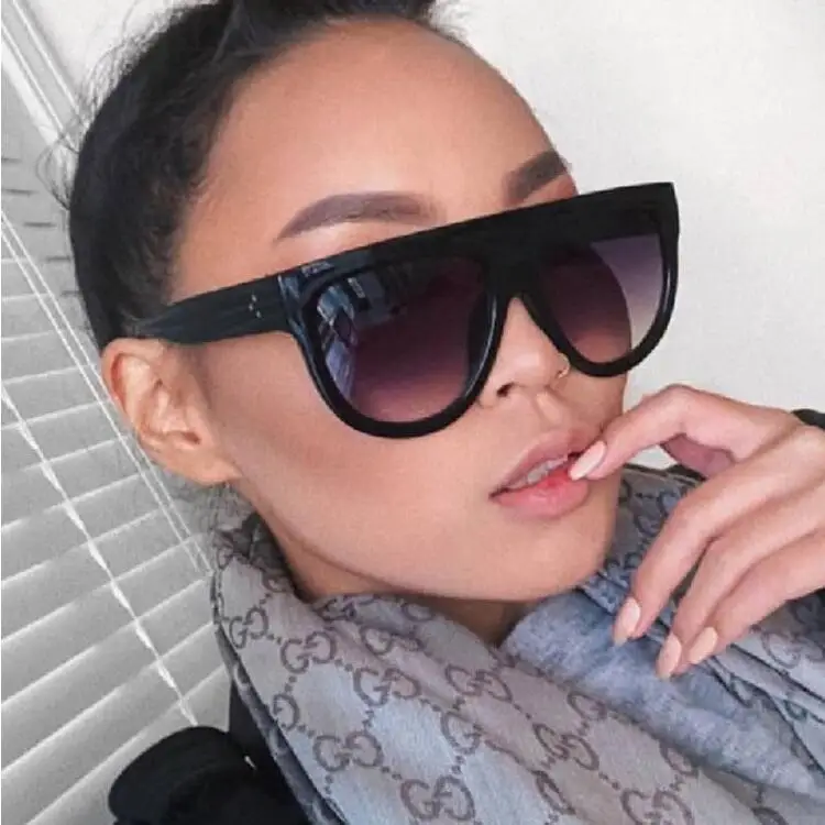 

Fashion Vintage Super Star Sun Glasses Flat Top Sunglass Shdes Women 2020 Designer Sunglasses, As pictures or customized color