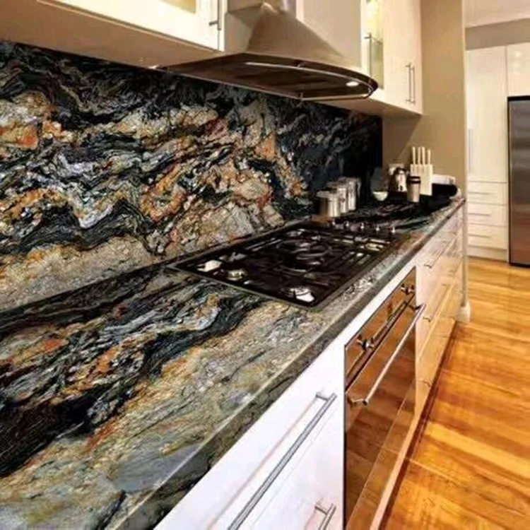 
Mystic Gold Black Granite Stone Kitchen Worktops 