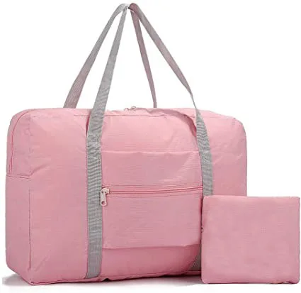 

2020 Large Foldable Travel Waterproof Outdoor Lightweight Custom Logo Sports Handbag Training Gym Bag, Green/pink