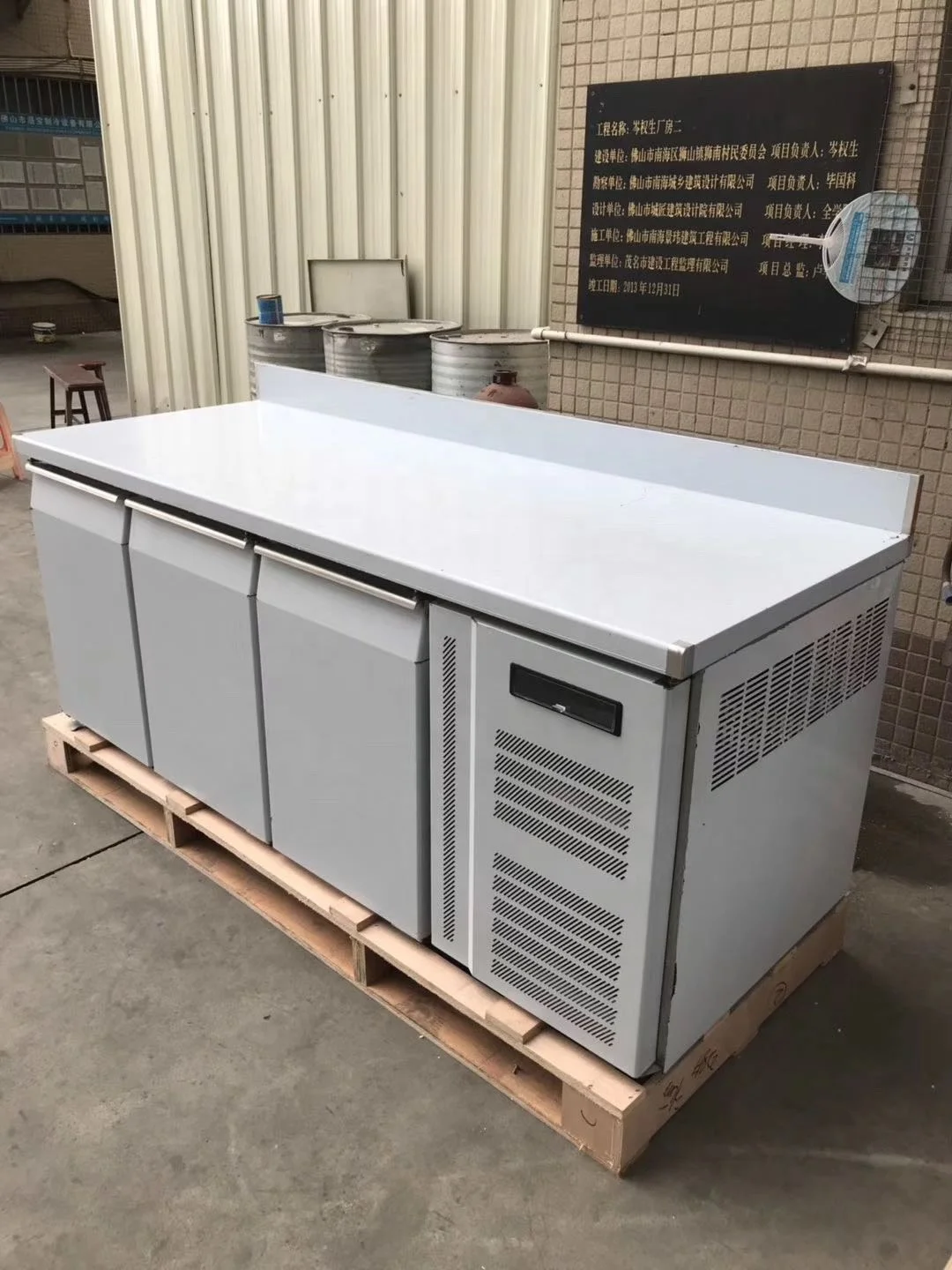 
Restaurant Commercial Pizza Work Table Refrigerator Full 304 Stainless steel Counter Chiller With Drawers 