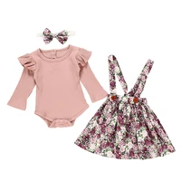 

Wholesale 100% Cotton Newborn Baby Toddler Clothing long sleeve Rompers and skirt floral rompers baby