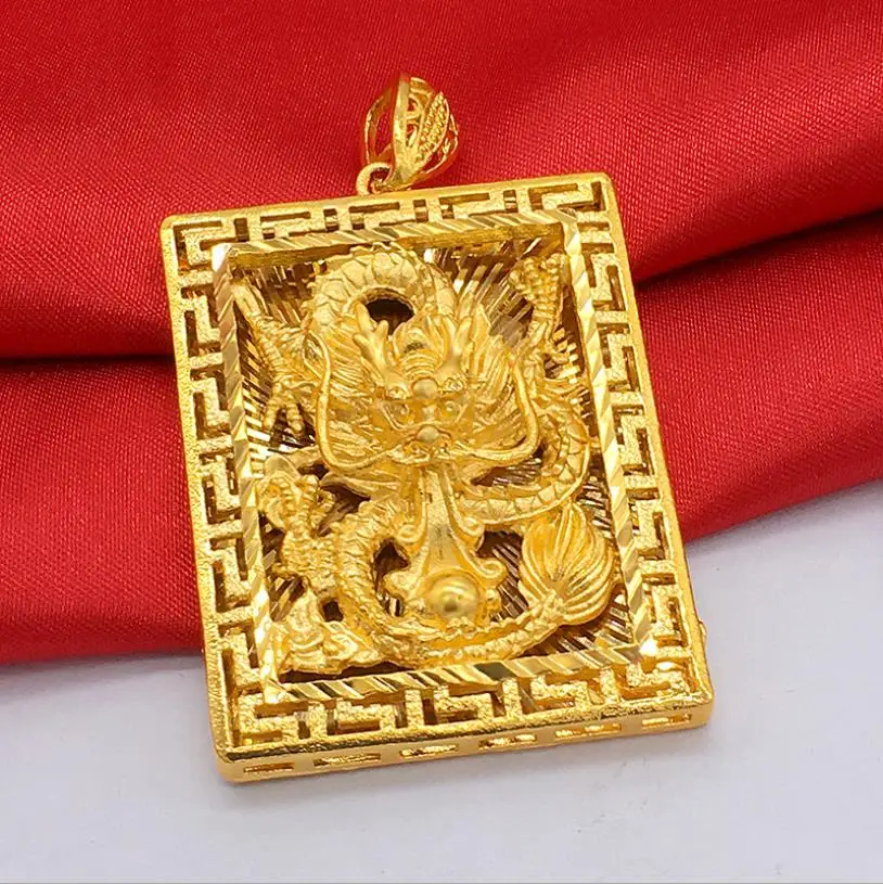 

National wind 24k gold pendant for men fashion classic dragon pendant jewelry for wedding long do not fade