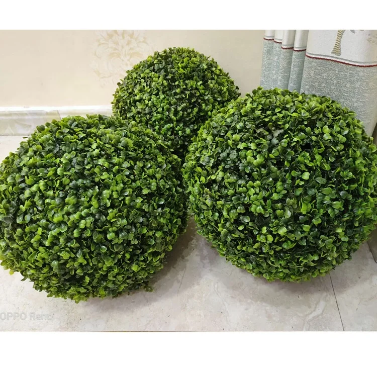 

cheap indoor decoration Hanging Green grass ball Boxwood Topiary plastic Artificial Plant Grass Ball