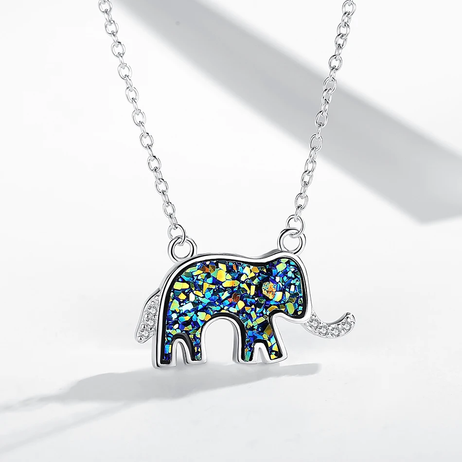 

Luxury Band 925 Sterling Silver Elephant Pendant Necklace Cubic Zircon Stone Necklace For Women Jewelry