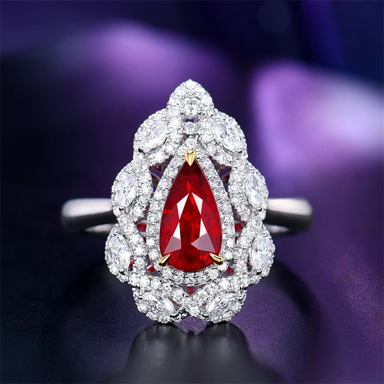 

SGARIT wholesale jewelry ring 18k gold gemstone genuine 1.09ct Mozambique unheated ruby ring women jewelry, Pigeon blood