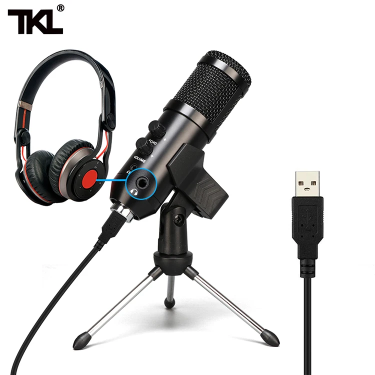 

TKL USB Microphone Podcast Condenser Microphone Professional PC Streaming Uni-directional Mics Kit for Game Recording YouTube