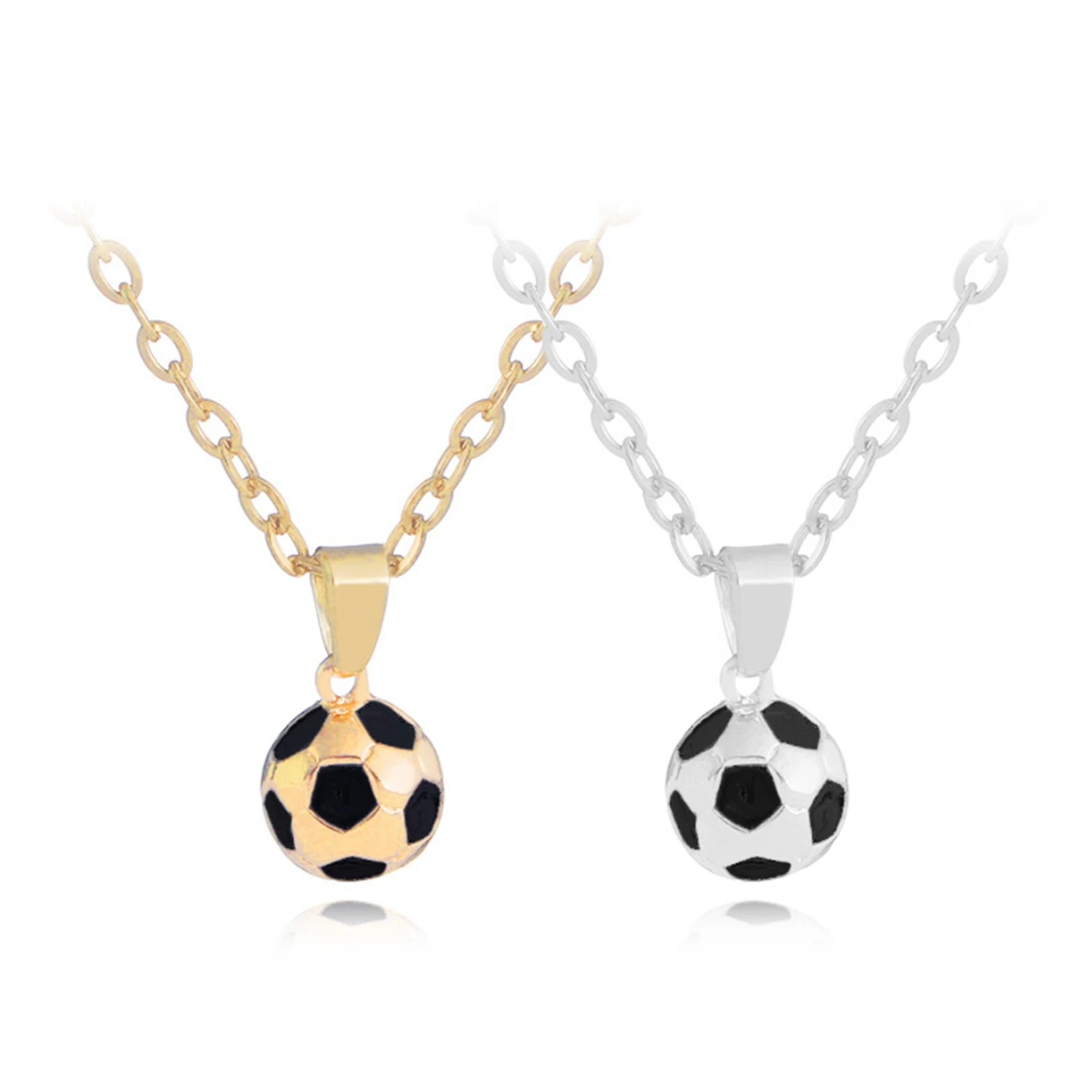 

Football Soccer Ball Necklace Set Pendant Gold Silver Alloy Tone for Sports Lover Gym Best filled Friends Jewelry for women men, Silver & gold plated