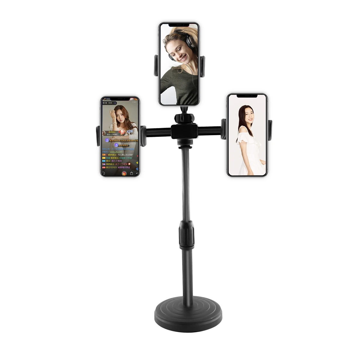 

Three Position Live Broadcast Bracket Multi-Camera Stand 3-Position Mobile Phone Holder Tripod Connector Frame Video Photography, Black
