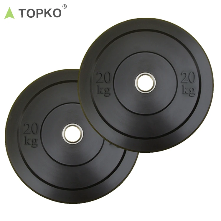 

TOPKO Fitness weight lifting training rubber bumper plate, Black and other colors