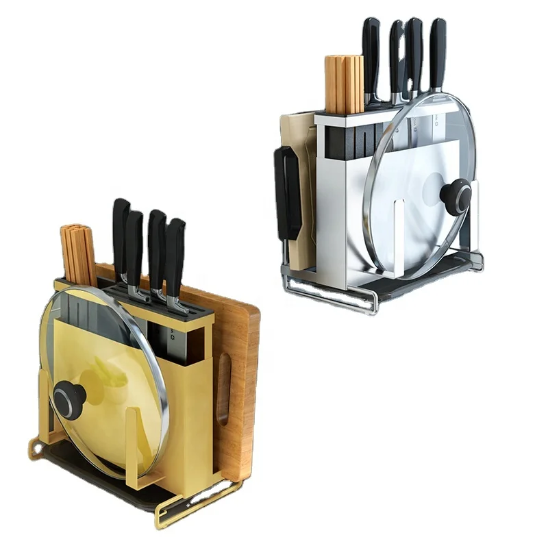 

Simple color knife block hanging wall shelf multi-functional kitchen chopping board chopsticks storage rack