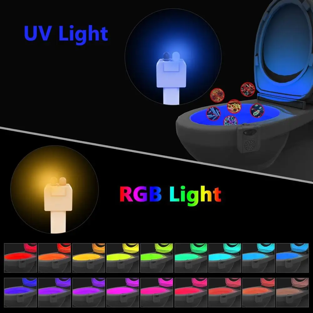 Lumilux 8 16 Colors Changing Target Training UV Lights Activated Motion Sensor LED Toilet Bowl Night Light