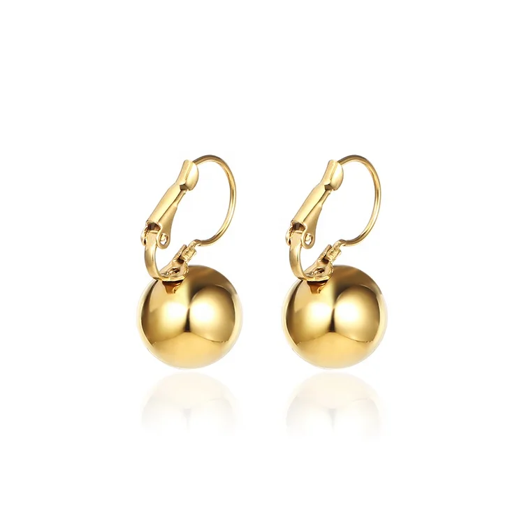 

Ins Hot Minimalist Trend Geometric Smooth Ball Earrings Gold Plated Ball Bead Hoop Earrings