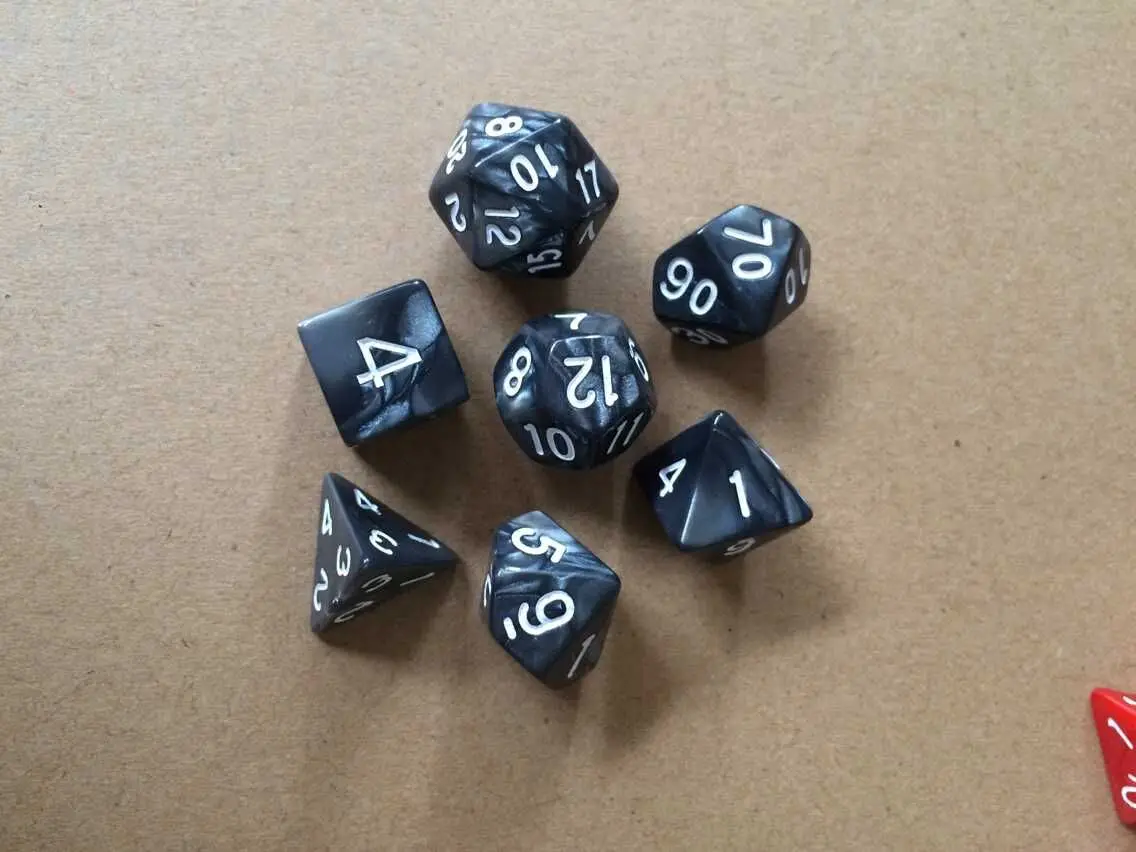 New 7pc/lot dice set High quality Multi-Sided Dice with marble effect 
