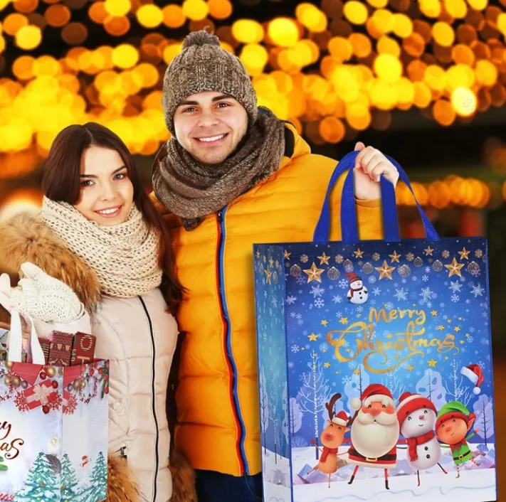 White Blank Horizontal Medium Size Eco Friendly PP Non Woven Fabric Reusable Portable Grocery Shopping Tote Bag
