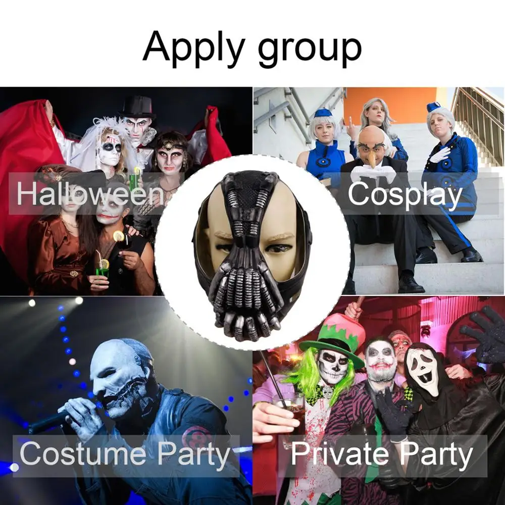 
Molezu Factory Sale The Dark Knight Rises Movie Bane Head Masks Halloween Batman Costume Cosplay Comics Face Party Mask 