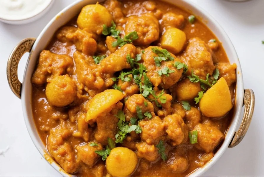 Variety of curry dishes from different cultures arranged on a wooden table