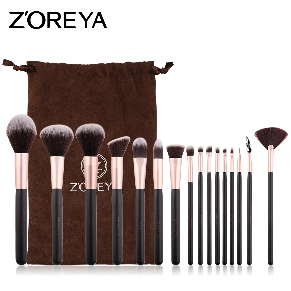 

Rose gold rayon black wooden handle makeup brush set hot sale maquillaje