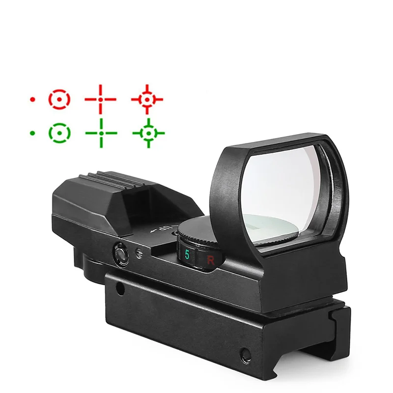 

Tactical 20mm Green Dot Sight Rail Riflescope 4 Reticle Optics Holographic Rifle Gun Pistol Collimator Sight Scope for Toy, Black