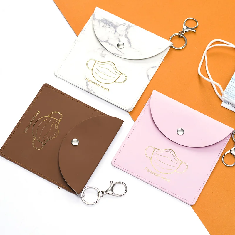 

semi,unique products to sell 2021,PU face masking storage pouch,4 fashion colors ,key chain,Portable waterproof and dustproof