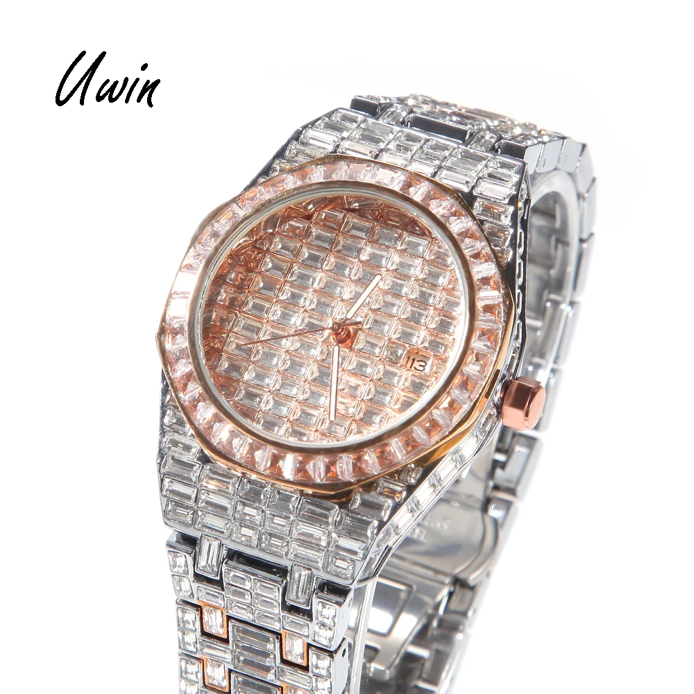 

2021 Iced Out Mens Style BaguetteCZ Square Zirconia Stones Watches Bling Watch Hip Hop Rapper Jewelries