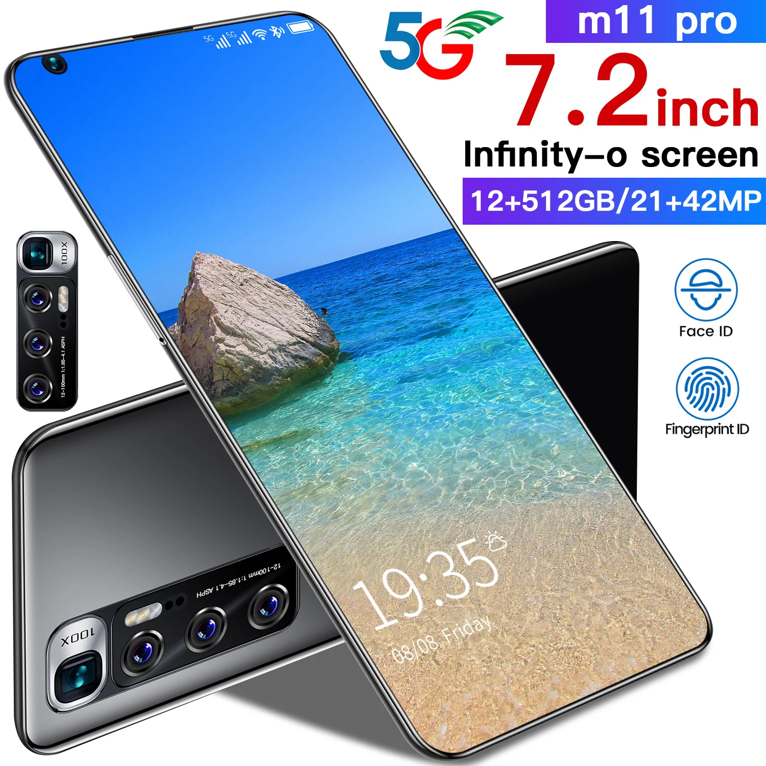 

M11 pro 7.2 Inch HD Screen Three Cards Three Standby High- nd Machine With Face Recognition 3.5D Arc Edge Screen