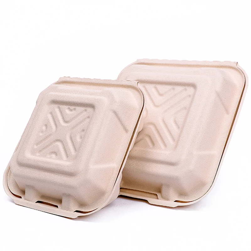 

Eco-Friendly Take-out Clamshell Sugarcane Bagasse Products, Yellow,white