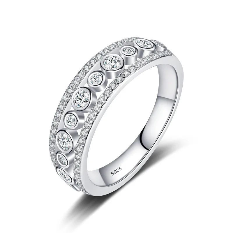 

Fine Jewelry Rings Real S925 Sterling Silver Luxury White Gold Plating Ring Circles Designer 5A CZ Ring