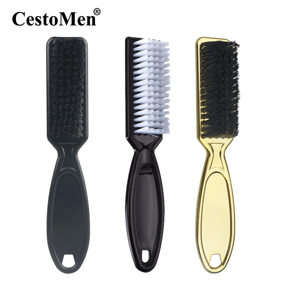 

CestoMen Custom Private Label Gold Hair Shaving Brush Facial Duster Neck Brush Barber Clipper Blade Cleaning Tool For Hair Cut, Gold, black, white