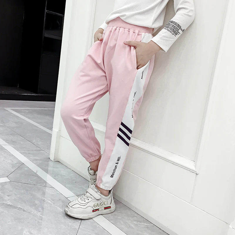 

Wholesale autumn fashion girls sports trousers children casual pants small girls pants, Black,pink