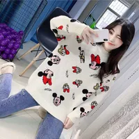 

Hot sale crew neck custom fit loose knitted cute print women sweater