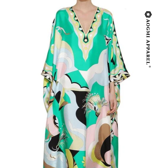 

PRINTED SILK TWILL CAFTAN DRESS