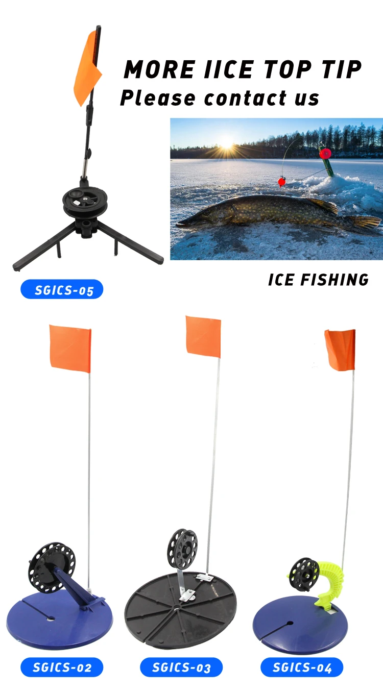 Orange Ice Fishing Rod Tipups Portable Compact Ice Fishing Rigger Hole