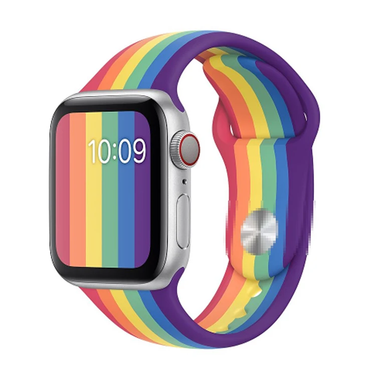 

For Rainbow Apple Watch Band Soft Silicone Elastic Multi Color Waterproof For Silicone Apple iWatch Band