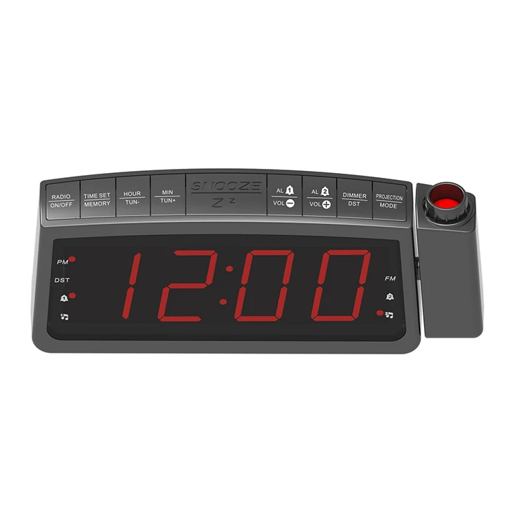 

2020 New Design Led Digital Projector Home Alarm FM Radio Projection Clock Radio, Black