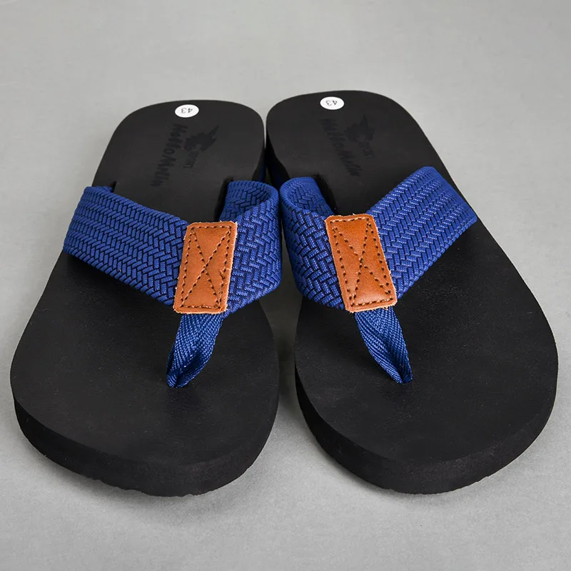 

Sturdy Strap Supportive Foot Bed Black Wedge Sandals Slippers For Men Flip Flop With Foot Print