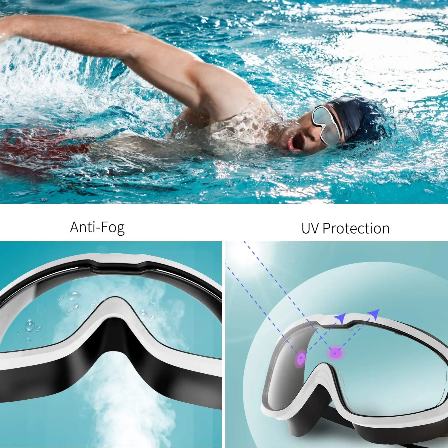 
Amazon Hot Sell Factory Direct Wholesale Anti-fog 180 Degree Goggle Swimming Equipment 