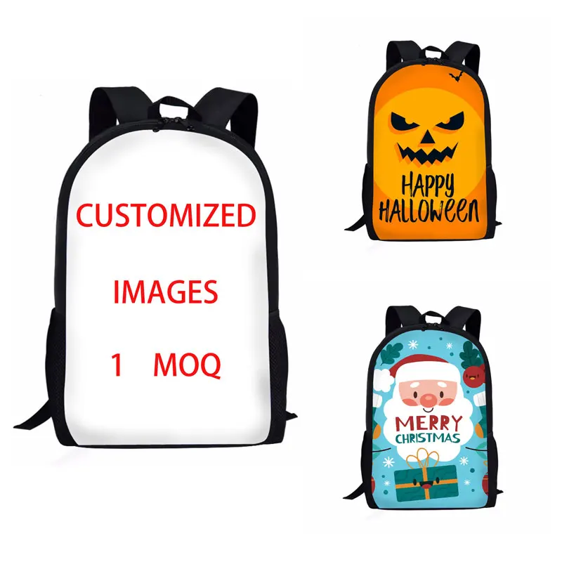 

Custom fashion design print on demand picture low 1MOQ waterproof Polyester novation student children kids backpack school bag