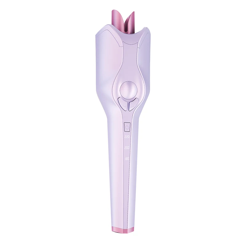 

2021 professonal PTC heating automatic rotating ceramic anti scald hair curler for sale, Pink