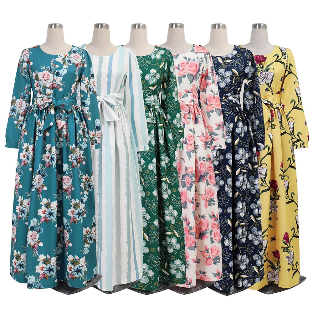 

women autumn winter Middle East Islamic Clothing a line dubai Muslim long chiffon long dresses maxi swing party full dress, Picture