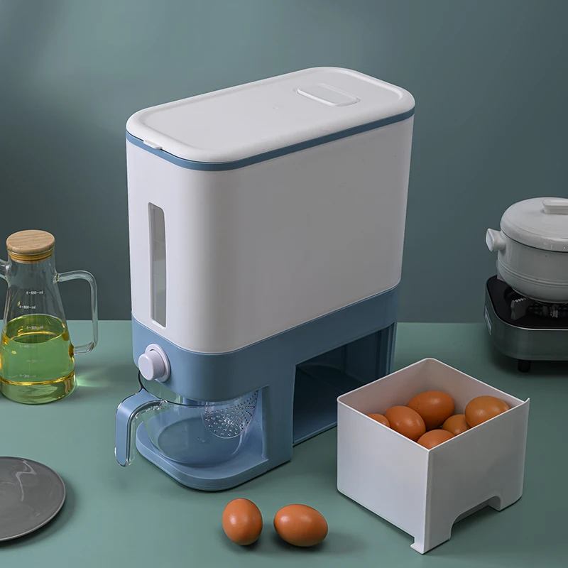 

Dry Food Dispenser Cereal Dispensers Food Storage Container Kitchen Storage Tank for Cereal Accessories Plastic Containers, Grey/blue