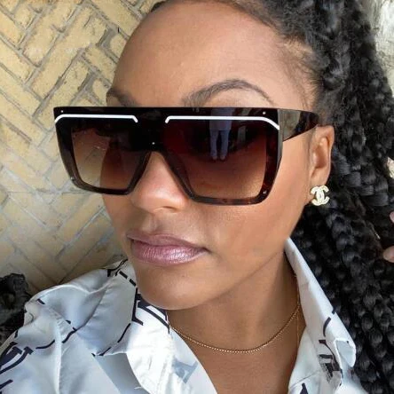 

Fashion Rimless Women Sunglasses Trend Oversize Square Sunglasses Woman 2021 Gradient Leopard Glasses Luxury Designer UV400