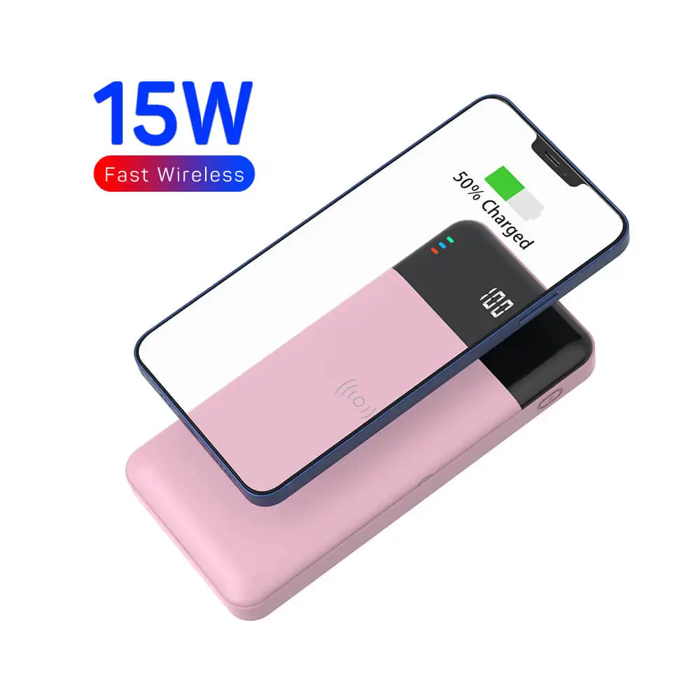 

New Fashion Factory Wholesale Cheap Digital Display qi Wireless Charger Slim PD 20W Fast Charge Power Bank 10000mAh, Black, blue, custom