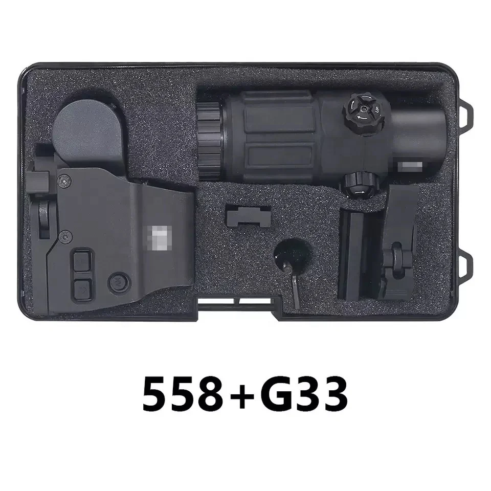 

G33 3x Magnifier Scope Sight + 558 Red Dot Holographic Sight Tactical Dot Sight Magnifier Scope Combo Set QD Rail