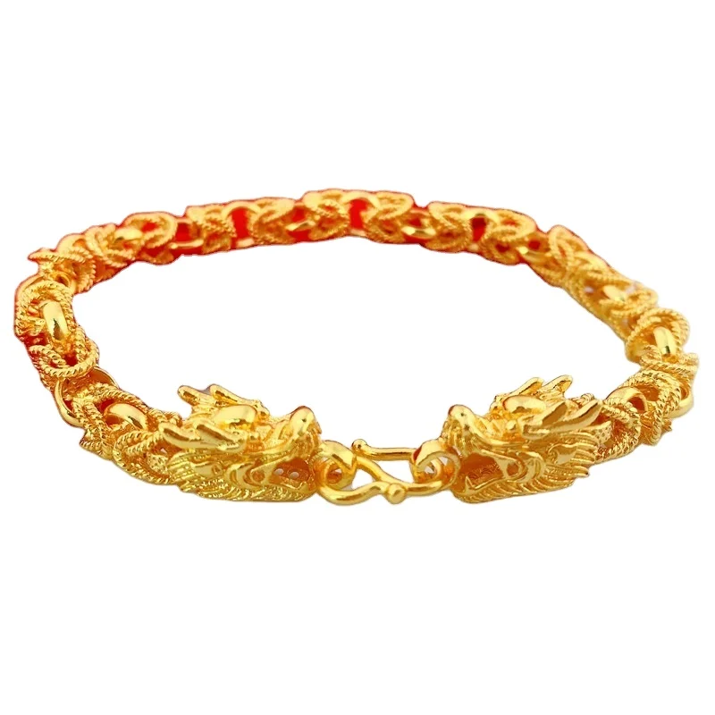 

Explosive Vietnamese Sand Gold Matte Cloth Pattern Faucet Bracelet Retro Domineering Lady'S Jewelry Gold-Plated Jewelry